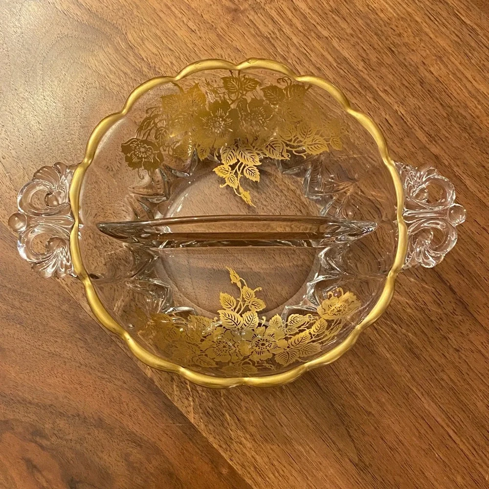 MCM vintage Viking New Martinsville Janice pattern divided relish dish